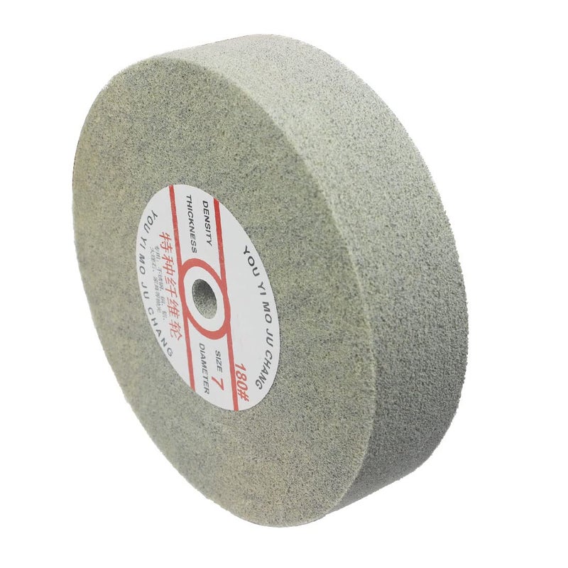 JUNLIXN 8" x 2" Nylon Fiber Buffing Wheel, Extra Thick 180 Grit Abrasive Silicone Carbide Burnishing Wheel with 5/8" Arbor Hole for Bench Grinder (7P) - Image 1